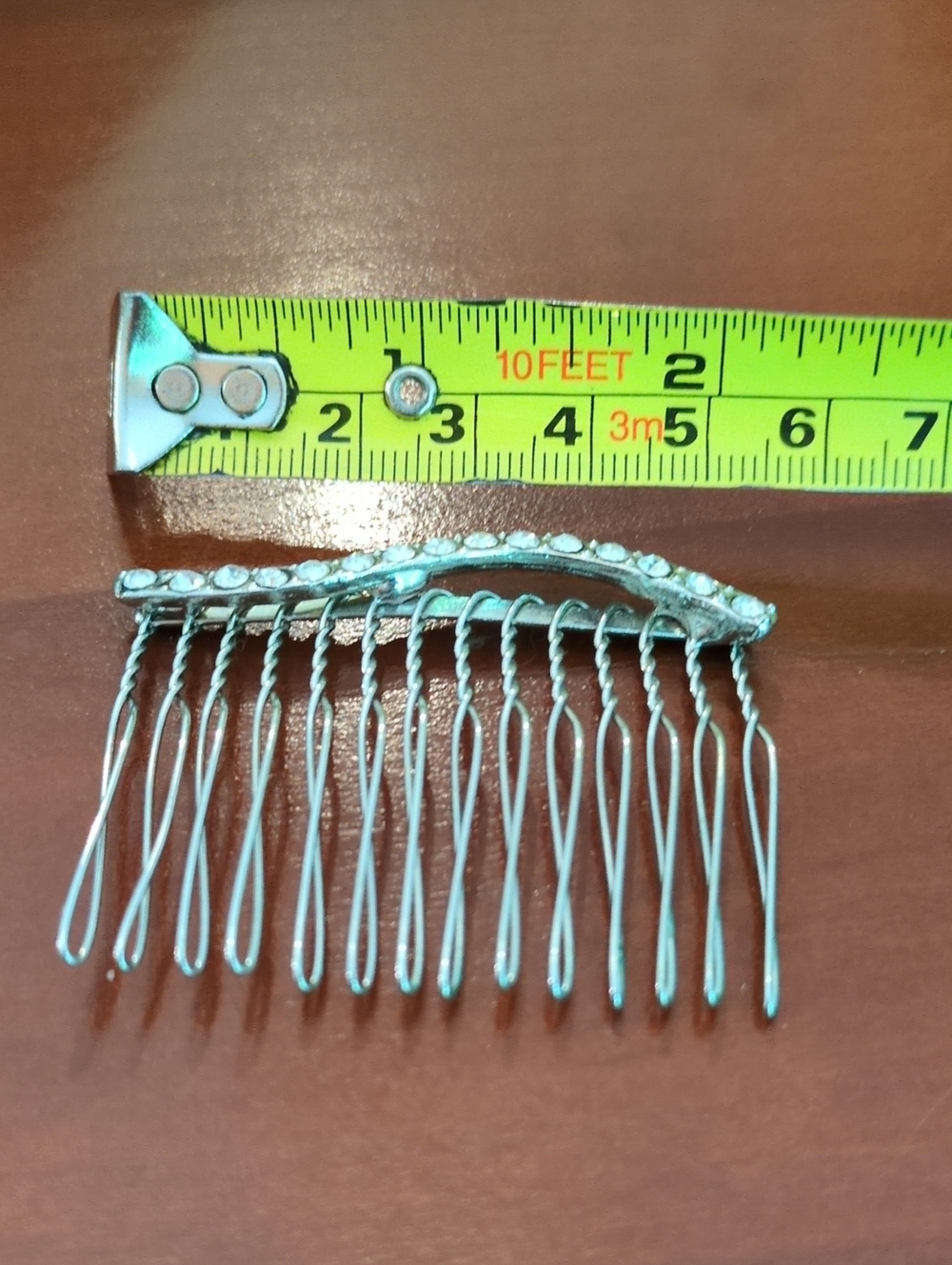 Silver Rhinestone Hair Comb Wave Small - Picture 3 of 4